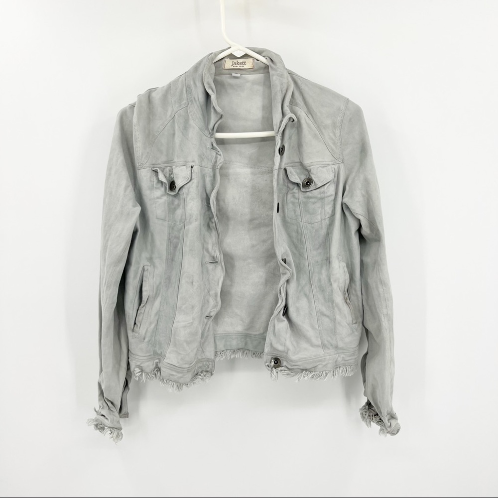 Jakett Light Blue Leather Jacket Medium